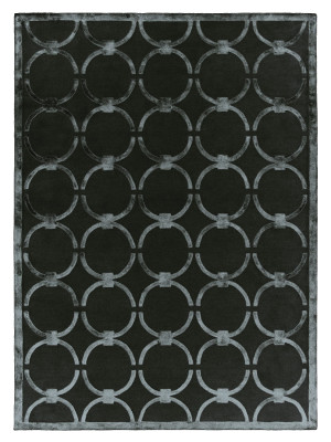 Szary wełniany dywan z niebieskim wzorem - Carpets and More - by Magda Fornal