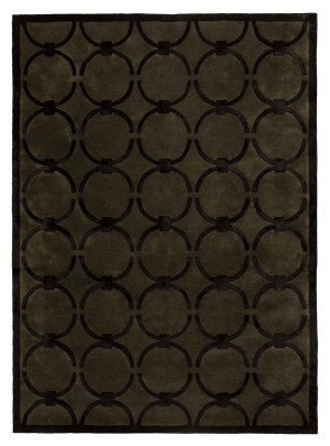 Zielony wełniany dywan z czarnym wzorem - Carpets and More - by Magda Fornal