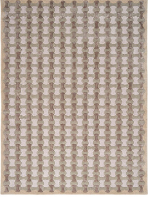Beżowo-szaro-zielony wełniany dywan geometryczny - Carpets and More - by Magda Fornal