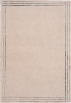 Beżowy Dywan z Brązowym Ramką - Wełniany, Nowoczesny - Carpets & More