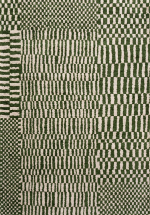 Geometryczny zielono-beżowy dywan - Louis De Poortere
