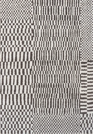 Geometryczny szaro-czarny dywan - nowoczesny - Louis De Poortere