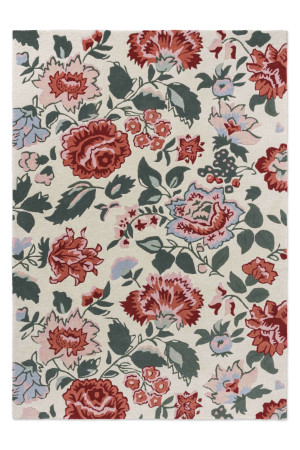 Beżowo-czerwony dywan w kwiaty Laura Ashley