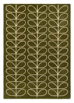 Zielono beżowy dywan w liście Orla Kiely