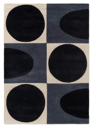 Beżowo-granatowy dywan geometryczny Orla Kiely