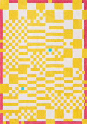 Geometryczny żółto-beżowy dywan Louis De Poortere