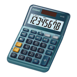 Casio MS-80E | Blue | Scientific Desk Calculator | 8-Digit angled XL-Display | Solar/Battery Powered | Official Casio Website