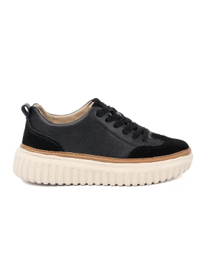 Černé sneakersy kožené na béžové platformě Sergio Leone