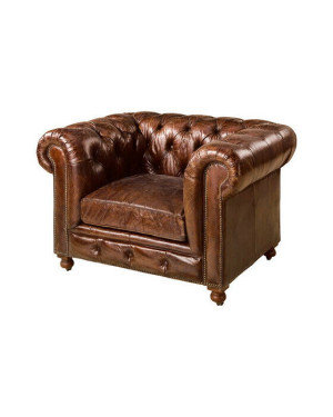 Artwood Kensington skinnfåtölj vintage cigar