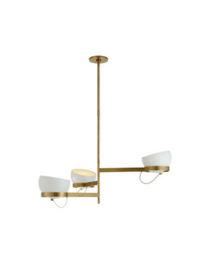 Visual Comfort Lightwell Grande Triple takkrona mässing/vit