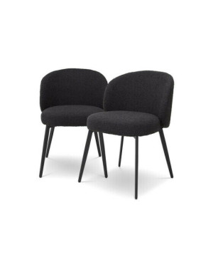 Eichholtz Lloyd matstol bouclé black 2-pack
