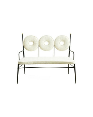 Jonathan Adler Rondo bänk bouclé white