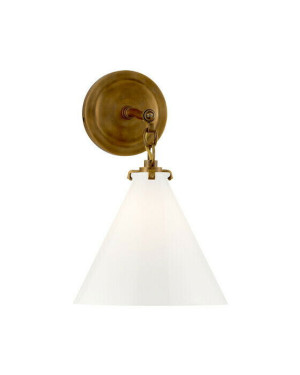 Visual Comfort Katie Conical vägglampa antik mässing/vitt glas S