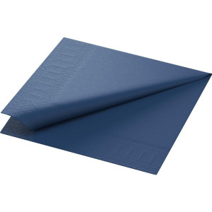 DUNI Servett 1-lags, enfärgad, ¼-vikt, 33 cm, mörkblå 500/fp