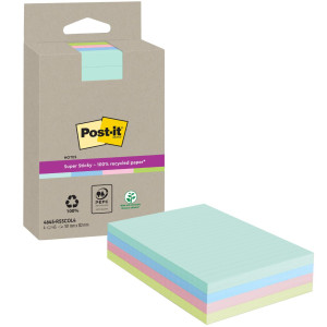 Notes POST-IT SS rec linjerad 102x152mm sort 4/fp