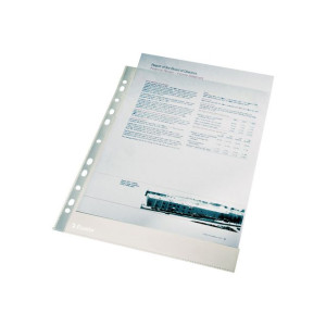 ESSELTE Plastficka, A4, stansad, 105 mikrometer, polypropylen, jämn, 11 hål, genomskinlig 100/fp