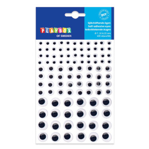 PLAYBOX Självhäftande plastögon PET svart/vit 100/fp