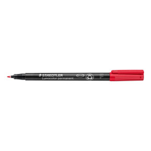 Universalpenna Lumocolor® 318 permanent, tunn spets, 0,6 mm linjebredd, röd