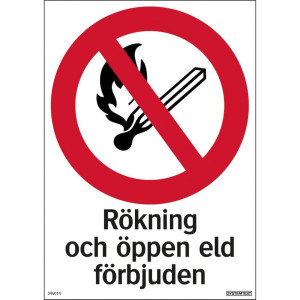SYSTEMTEXT Skylt Rökning/eld förbjuden 210x297mm