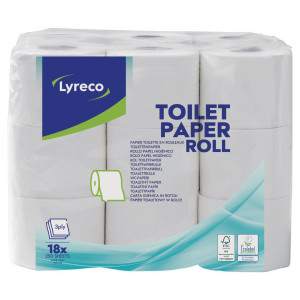 LYRECO Toalettpapper 3-lagers vit 18/fp