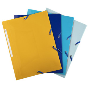 EXACOMPTA Gummibandsmapp PP BeeBlue 3-klaff A4 sorterade färger 4/fp