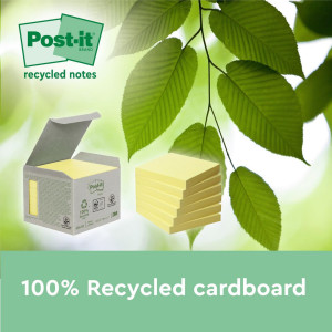 POST-IT Notes Super Sticky 76x76mm Recycled gul 4/fp