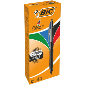 BIC Kulpenna 4 Colours Grip med gummigrepp 1,0mm blå, svart, röd och grön