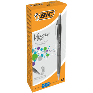 BIC Stiftpenna, Velocity 0,5 mm HB-stift, pennkropp med greppzon, genomskinlig grå