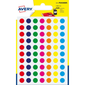 Avery Etikett 8mm blandade färger 420/fp