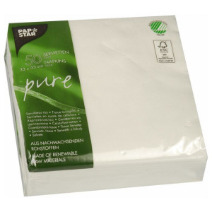 PAPSTAR Servett PURE 2-lags 33x33cm vit 50/fp