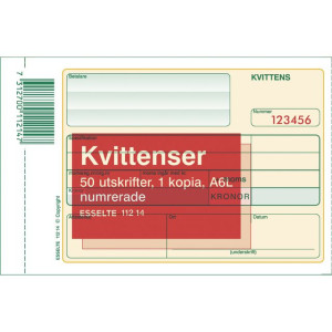 ESSELTE Blankett kvittens numrerad A6L 2x50 blad