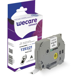 WECARE Tape 9mm TZe-221 svart på vit