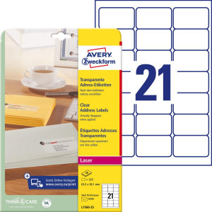 Avery Etikett transparent 63,5x38,1mm 525/fp