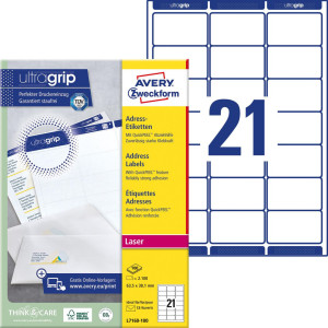 Avery ZWECKFORM Etikett UltraGrip 63,5x38,1mm 2100/fp