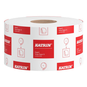 KATRIN Toalettpapper Gigant S-jumborulle, 1-lagers, 360ark, 106 mm, naturell vit 12/fp