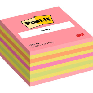 POST-IT Sticky-notislappar, kub, 76 x 76 mm, neonrosa färger, 2028-NP