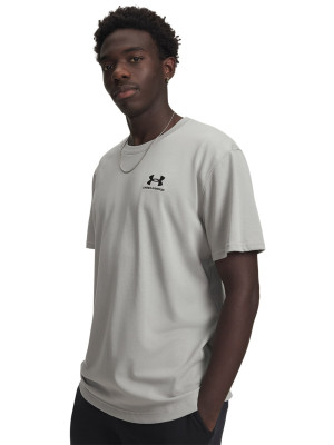Under Armour T-shirt z nadrukiem Under Armour Logo Emb Heavyweight SS męski - szary