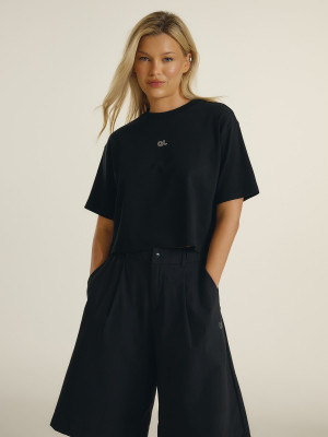 4F T-shirt loose gładki damski 4F | Anna Lewandowska - czarny
