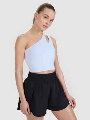 4F Crop top treningowy na jedno ramię 4F | Anna Lewandowska - niebieski