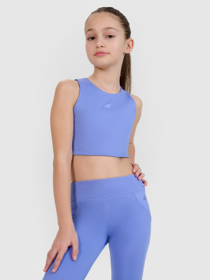 4F Crop top sportowy szybkoschnący dziewczęcy 4F JUNIOR | Anna Lewandowska - niebieski