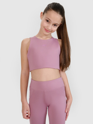 4F Crop top sportowy szybkoschnący dziewczęcy 4F JUNIOR | Anna Lewandowska - różowy