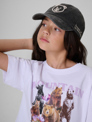 4F Czapka z daszkiem strapback dziecięca - szara