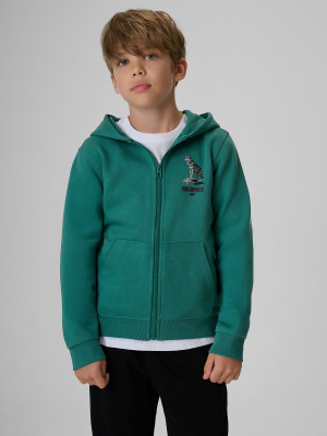 4F Bluza dresowa regular z kapturem chłopięca - turkusowa