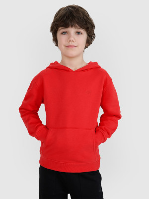 4F Bluza dresowa nierozpinana z kapturem chłopięca - pomarańczowa