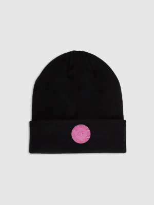 4F Czapka beanie dziewczęca - czarna