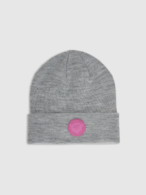 4F Czapka beanie dziewczęca - szara
