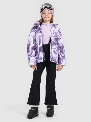4F Spodnie narciarskie softshell z szelkami membrana 5000 dziewczęce - czarne