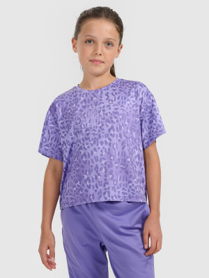 4F Crop-top sportowy szybkoschnący dziewczęcy - fioletowy
