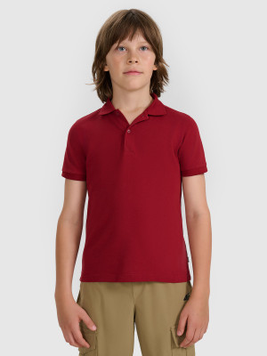 4F Tricou polo regular pentru băieți - roșu
