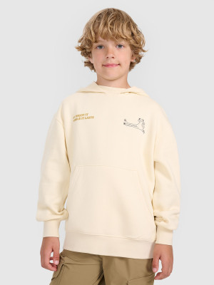 4F Bluza dresowa nierozpinana z kapturem chłopięca - beżowa